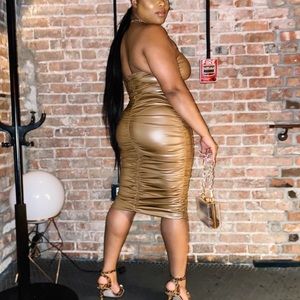 Love me faux leather midi dress